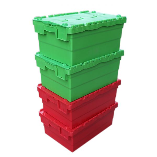 black plastic storage totes