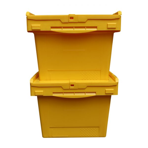 storage bin with hinged lid