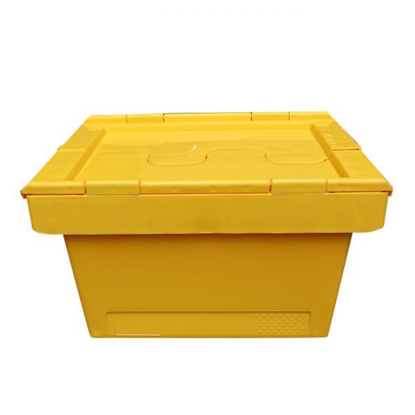 storage bin with hinged lid