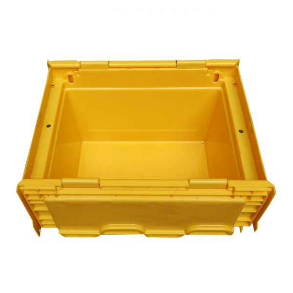 storage bin with hinged lid